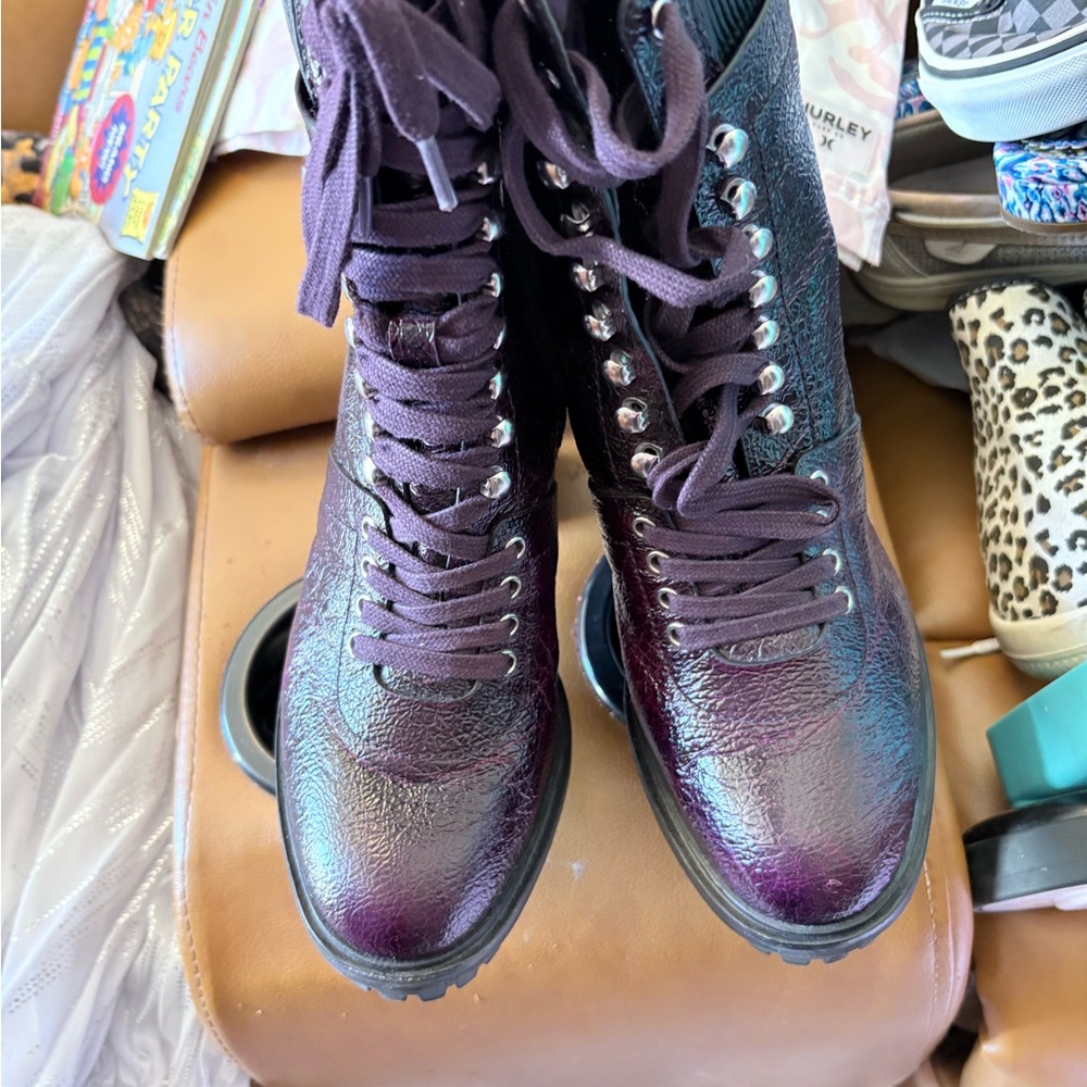 Vince Camuto Purple Combat Boots